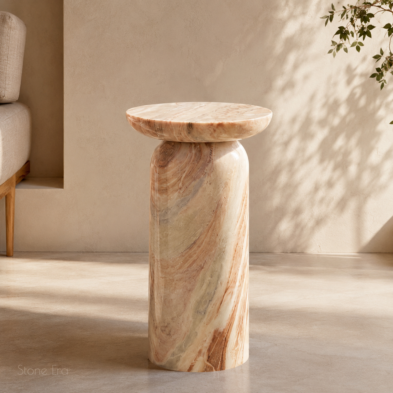 Natural stone pedestal stand