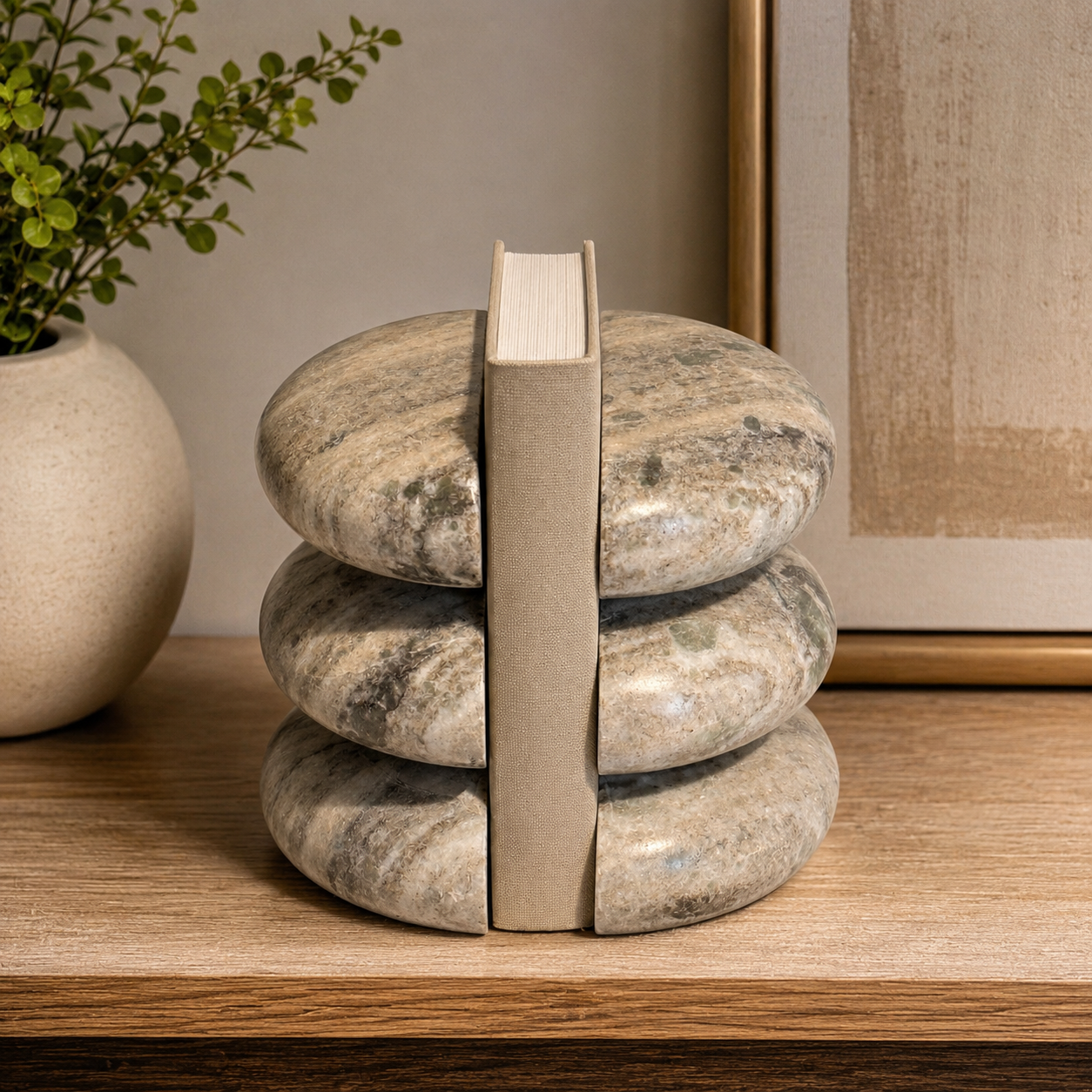 Natural stone sculptural bookends